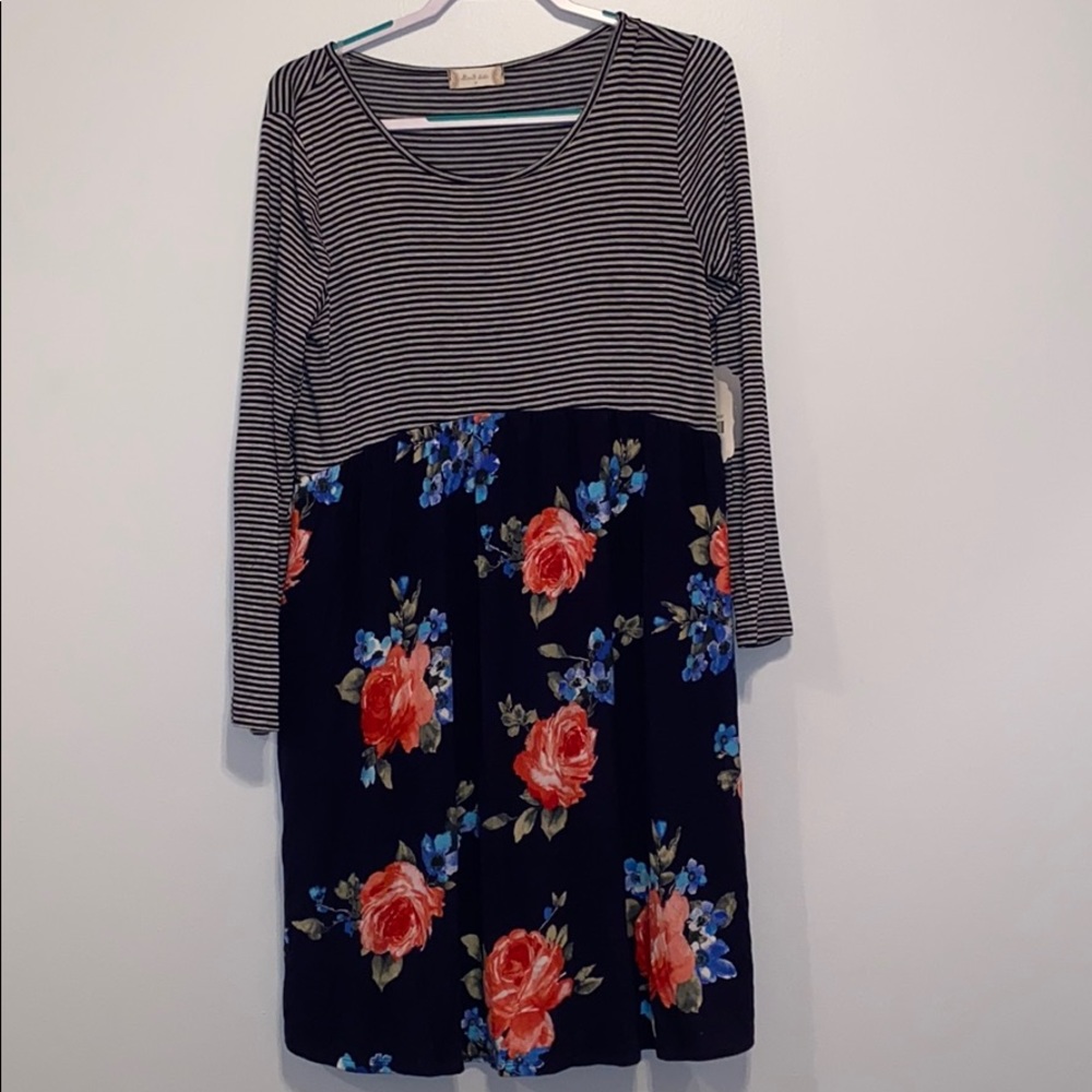 Altar’d State Floral & Stripes Dress